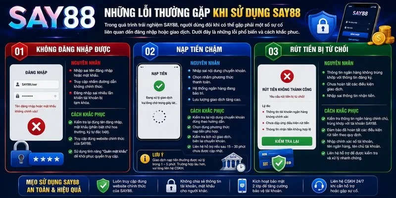 Những Lỗi Thường Gặp Khi Sử Dụng SAY88